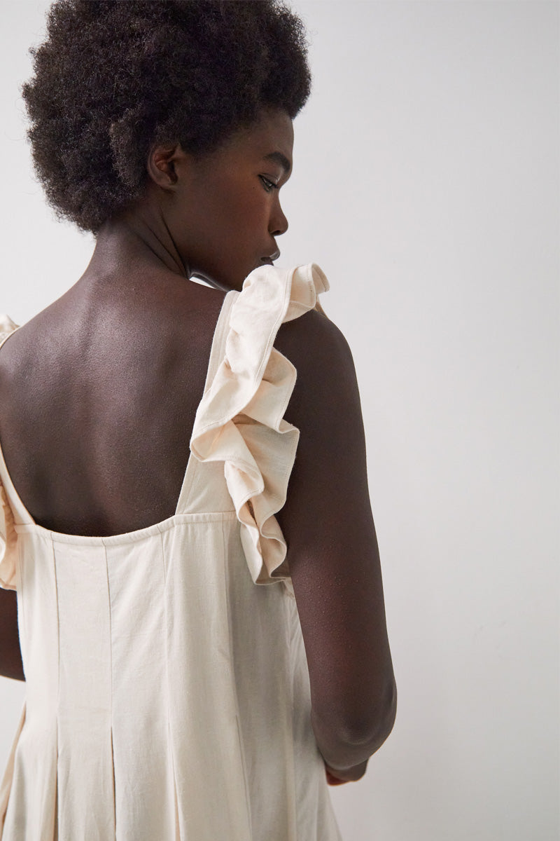 Evie Pale Stone Linen Blend Dress