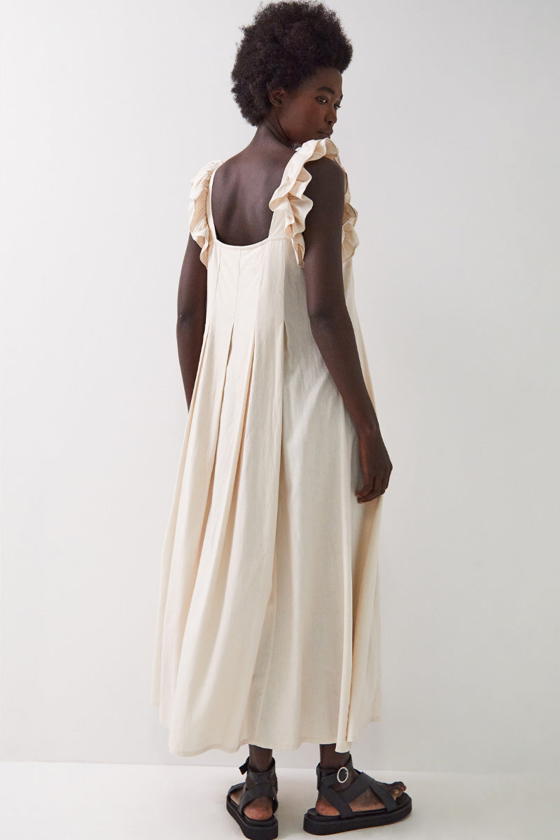 Evie Pale Stone Linen Blend Dress