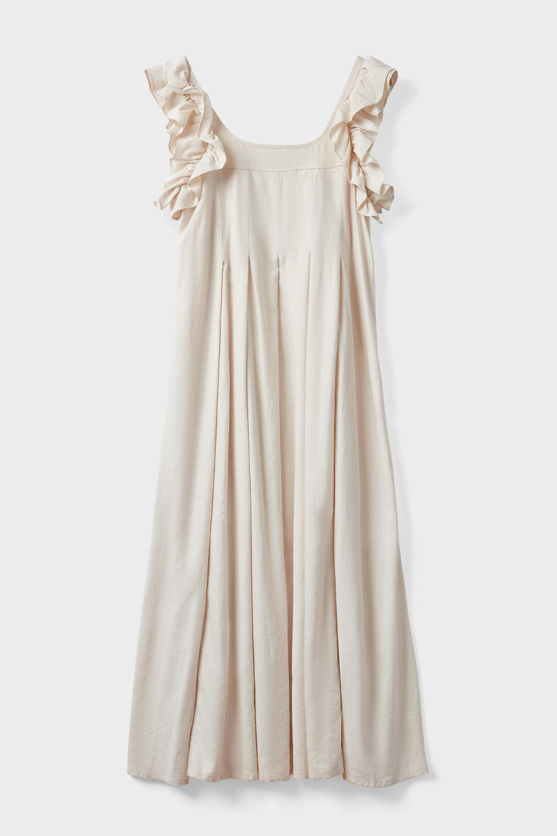Evie Pale Stone Linen Blend Dress