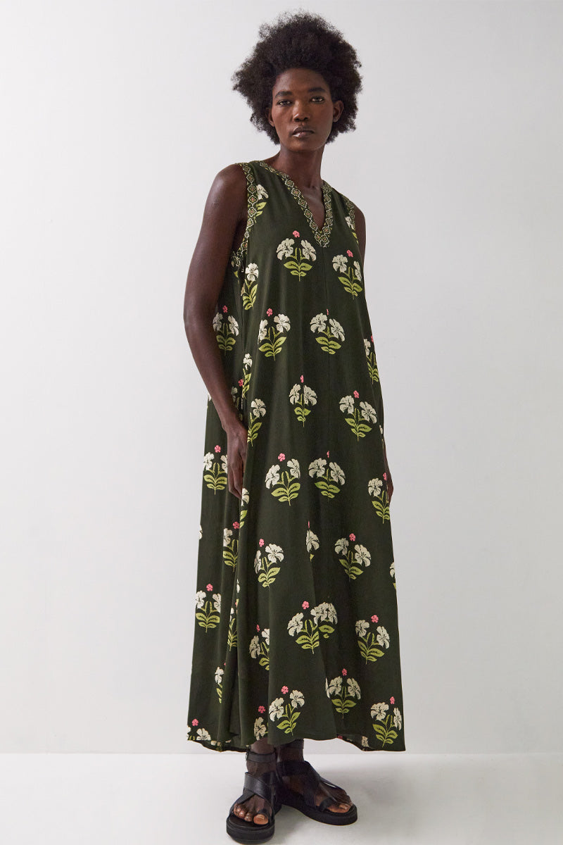 Flossie Sleeveless Khaki Dress