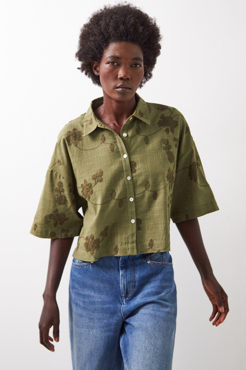 Hecate Khaki Embroidered Shirt