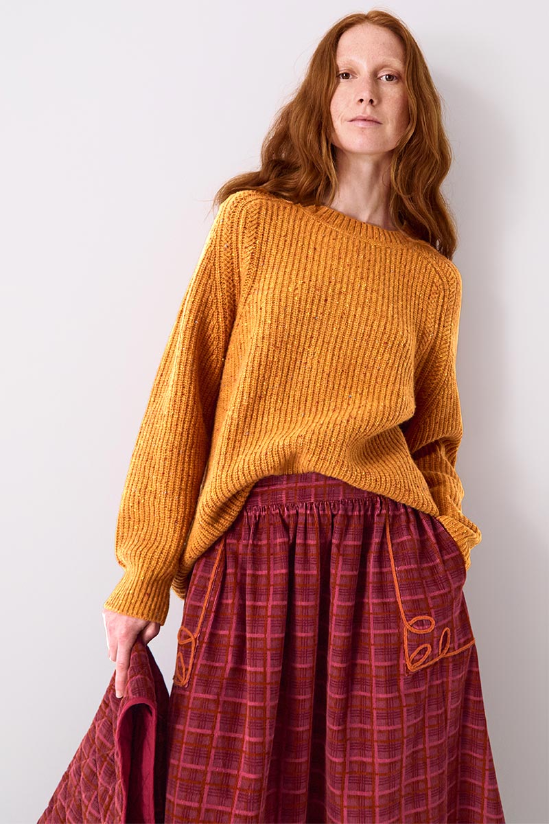 Jiya Donegal Knit Sweater Mustard