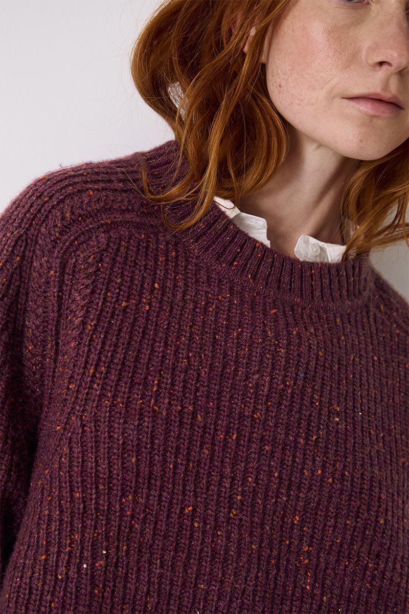 Jiya Donegal Knit Sweater Berry