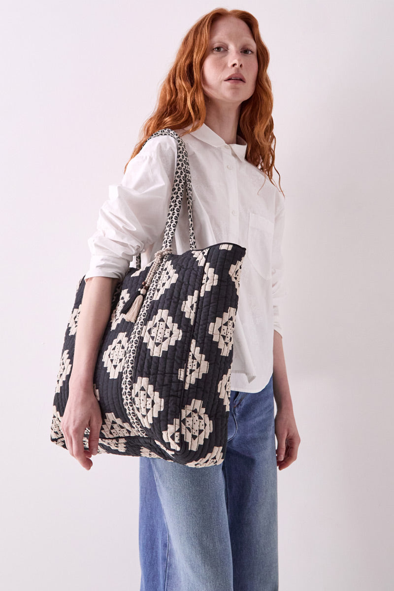 Kaira Quilted Geometric Totebag