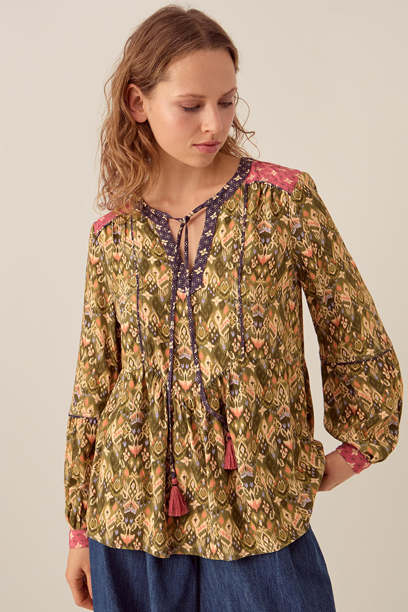 Kiku Ikat Printed Top