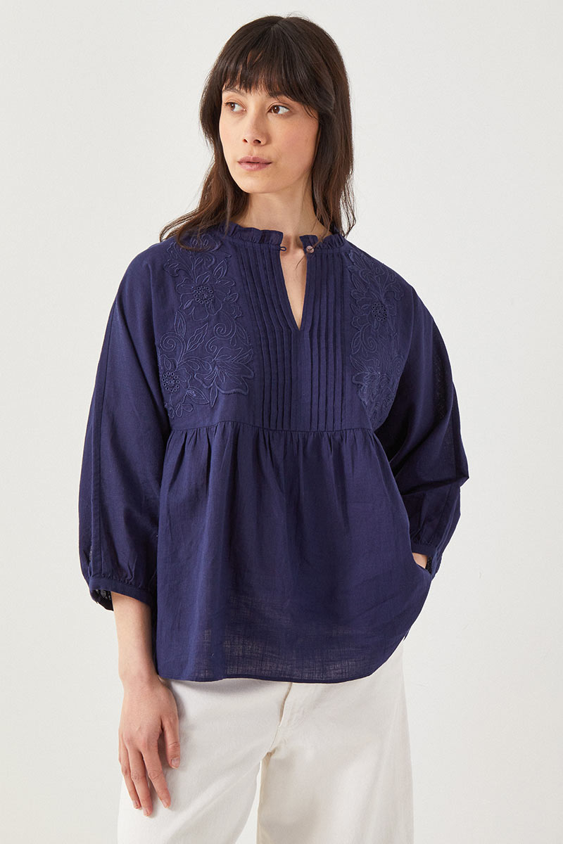 Kirat Embroidered Cotton Blouse