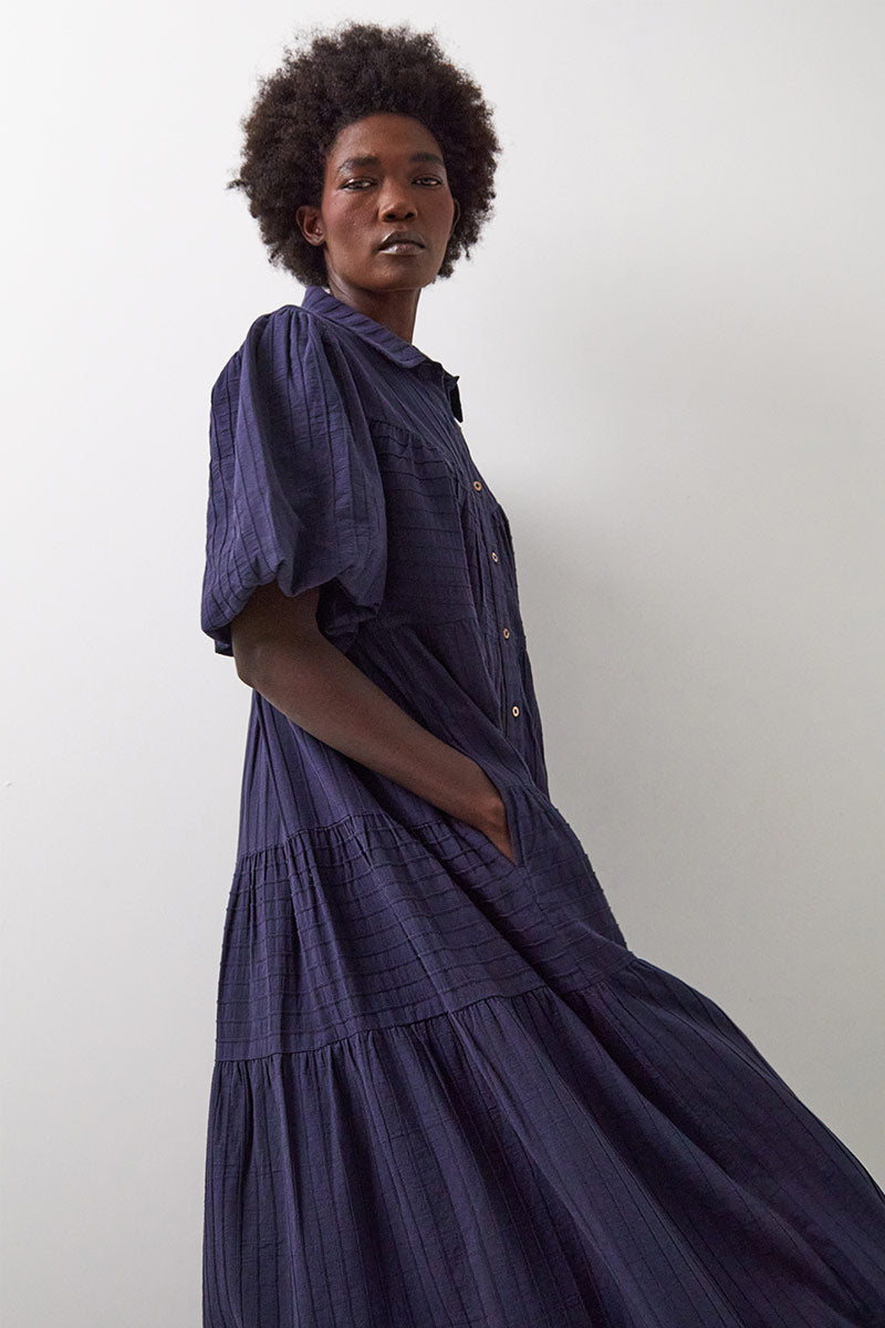 Lexa Navy Cotton Shirt Dress