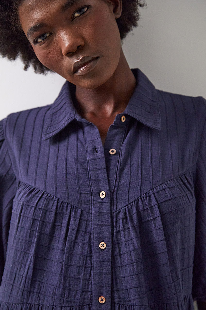 Lexa Navy Cotton Shirt Dress