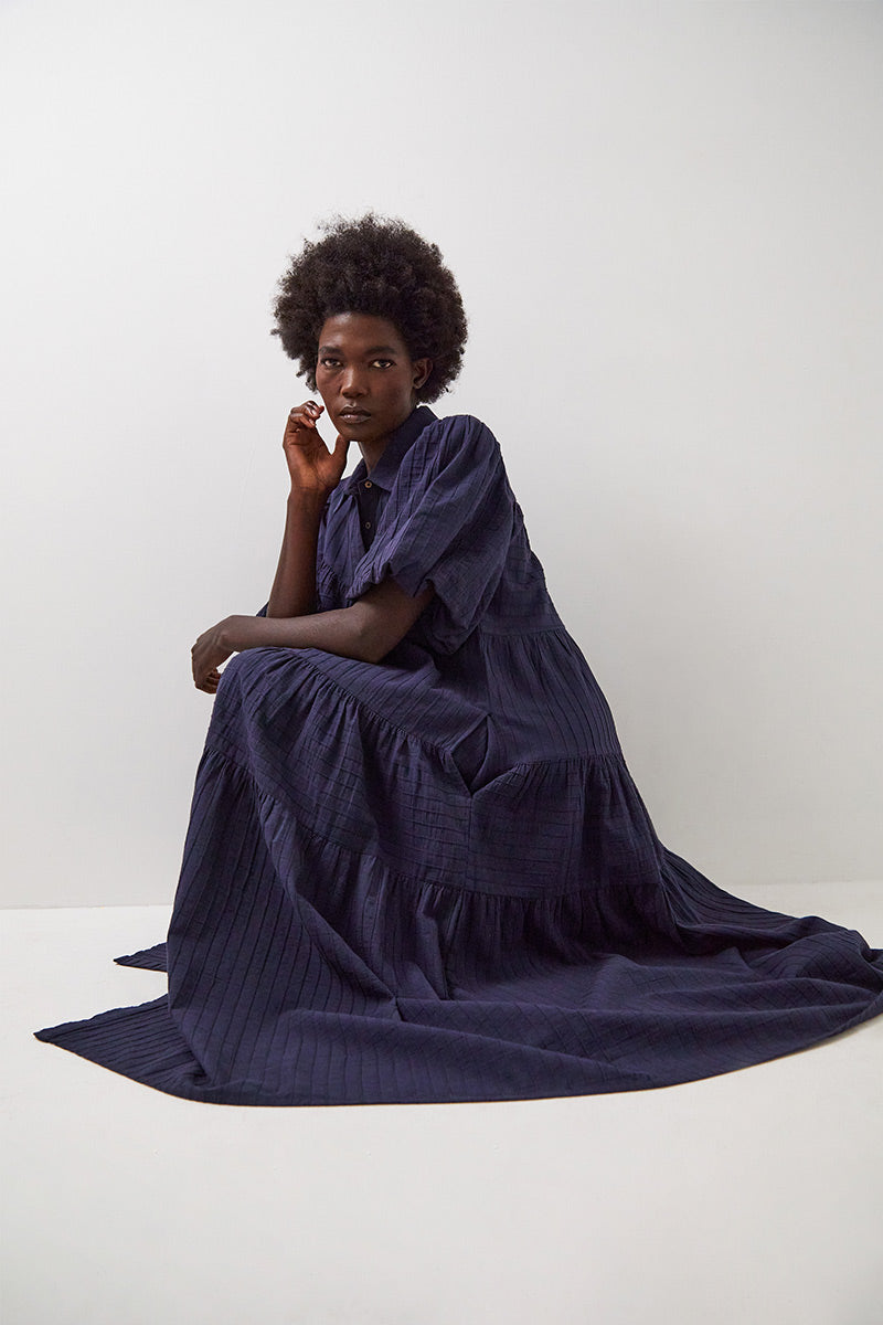 Lexa Navy Cotton Shirt Dress