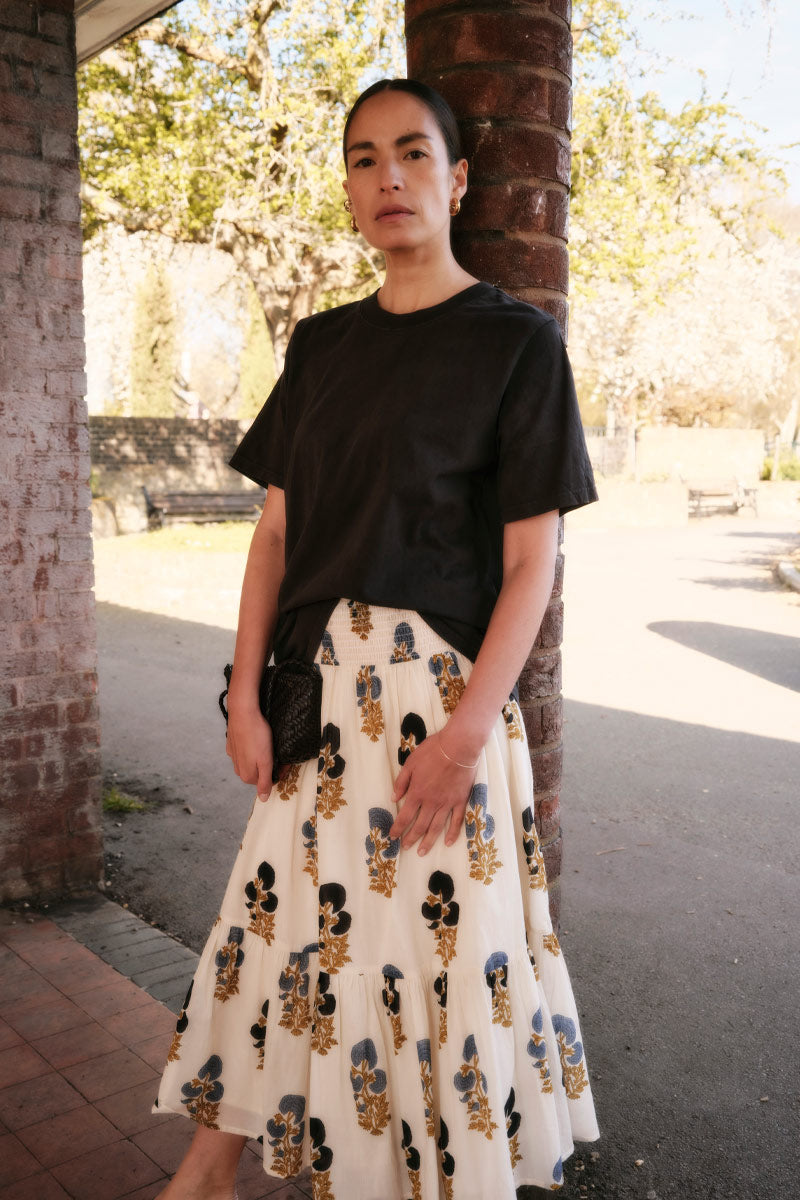 Lucy Tiered Cotton Midi Skirt