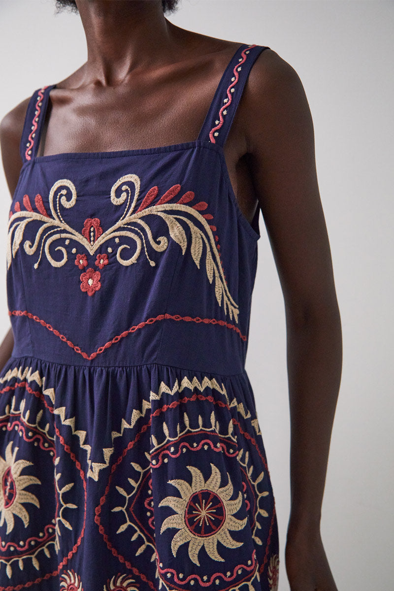 Myrine Embroidered Cotton Midi Dress