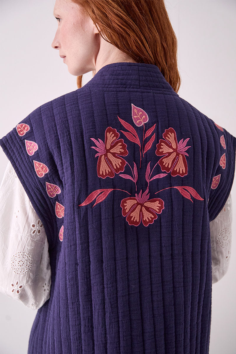 Rayna Embroidered Quilted Gilet