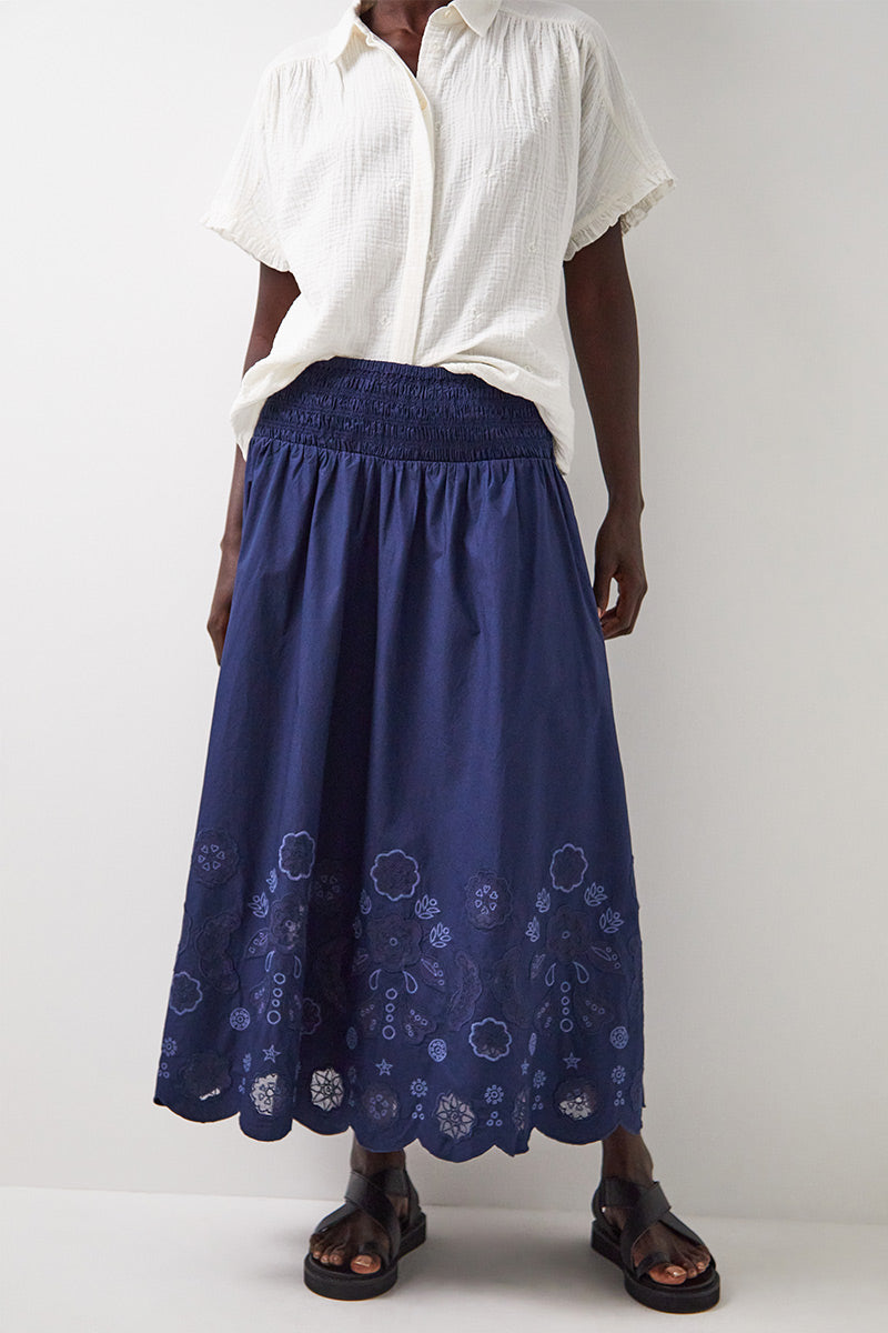 Samira Embroidered Cotton Poplin Skirt