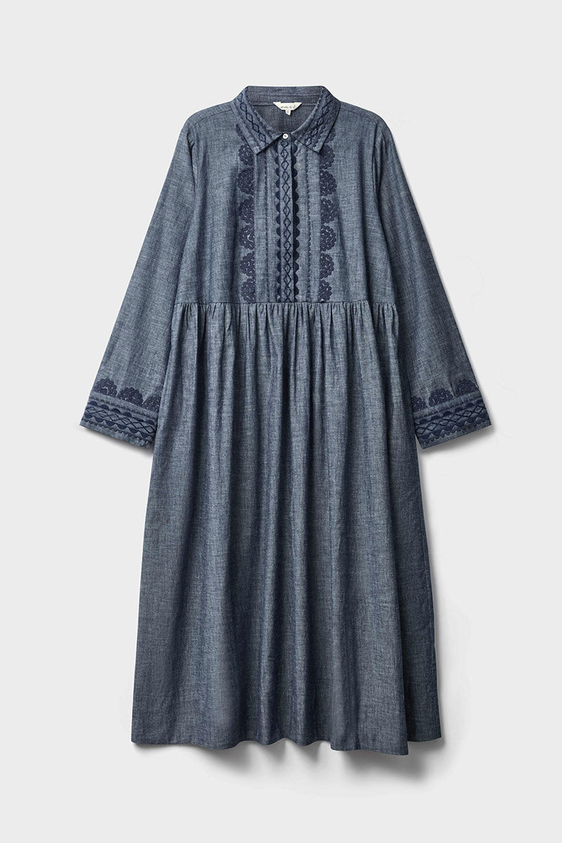 Shreya Chambray Cotton Shirt Dress