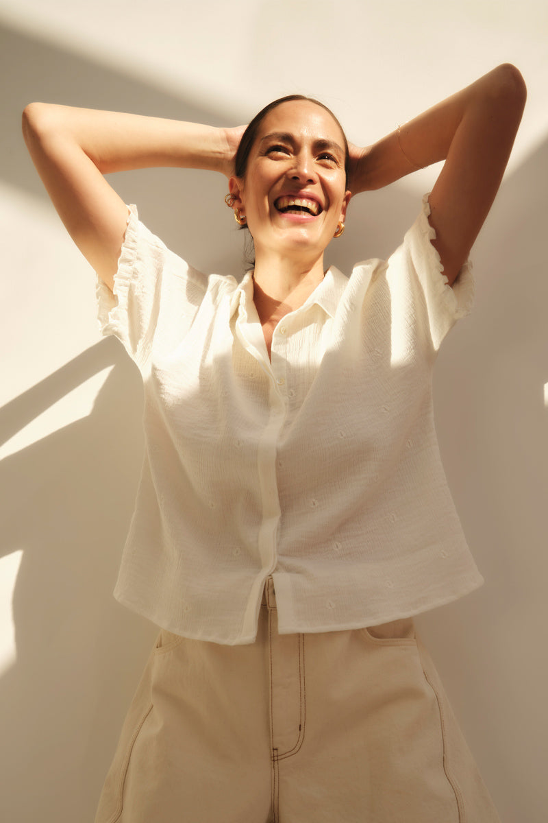 Stephanie Cotton Top Ivory