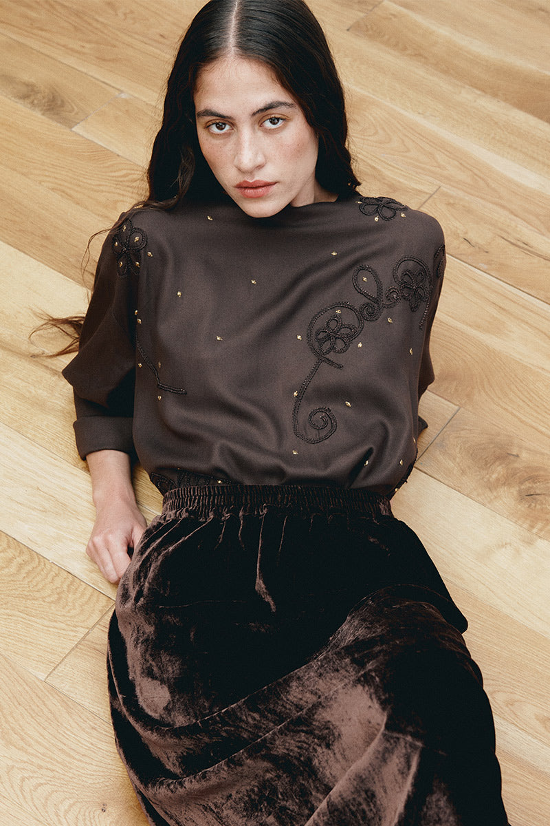 Stieve Velvet Embellished Top