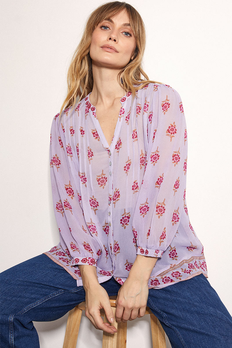 Stine Lilac Floral Print Blouse