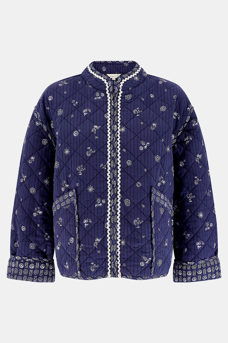 Sumitra Navy Quilted Jacket