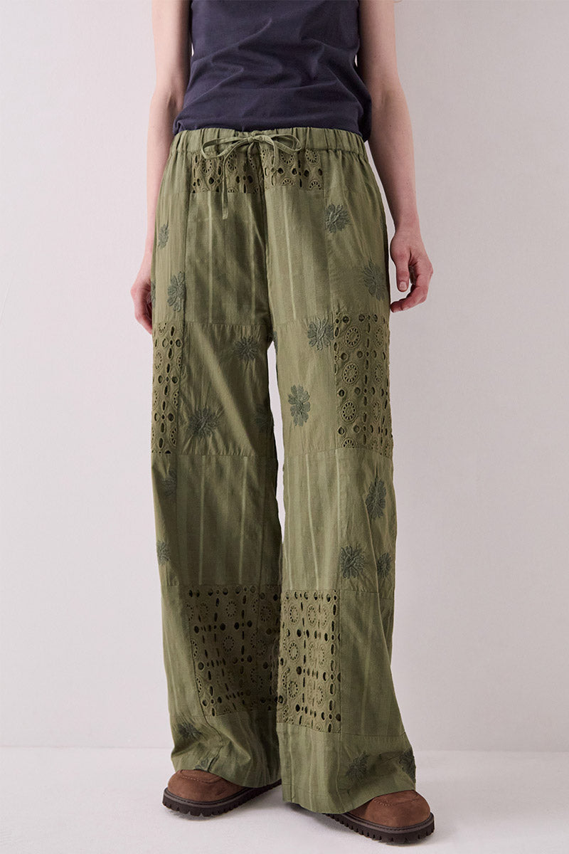 Tasia Broderie Anglaise Cotton Trousers