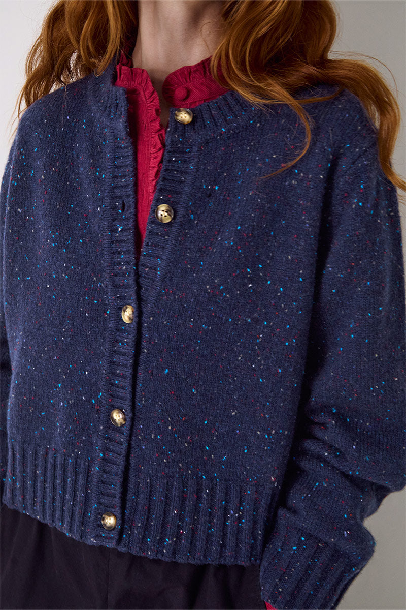 Zoya Donegal Knit Cardigan Navy